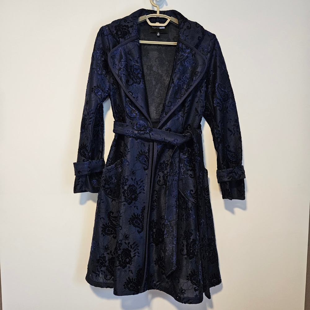 Velvet Burnout Trench Coat Belted Medium Floral Whimsigoth Steampunk  Phoebe